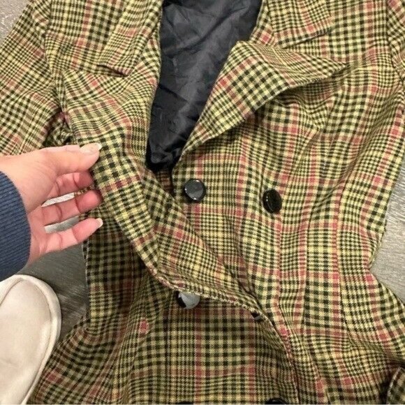 Vintage 80s Plaid Academia Doble Breasted Blazer and Skirt Suit Set Size Small - Picture 7 of 13